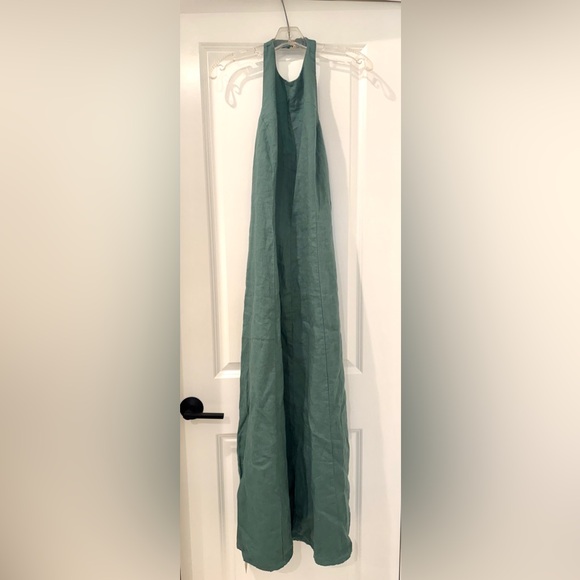 Abercrombie & Fitch Teal Premium Linen High-Neck Maxi Dress - Picture 6 of 7